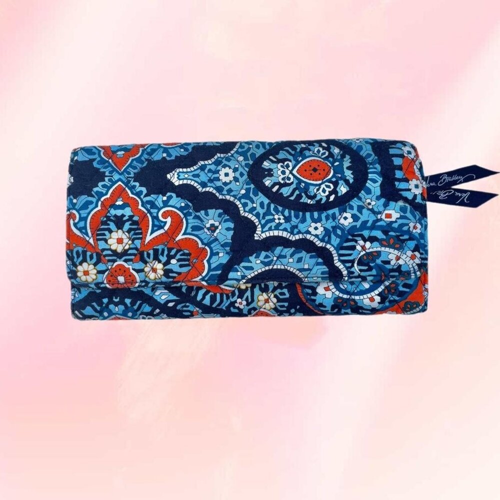 Vera Bradley blue Marrakesh Large Trifold Wallet